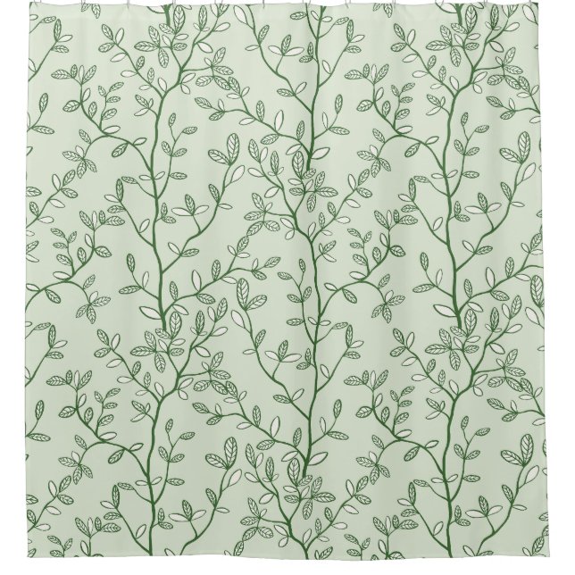Botanical Branch Pattern-Nature-Inspired Decor Shower Curtain (Front)