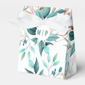Botanical Branches watercolor theme Bright colors Favor Boxes