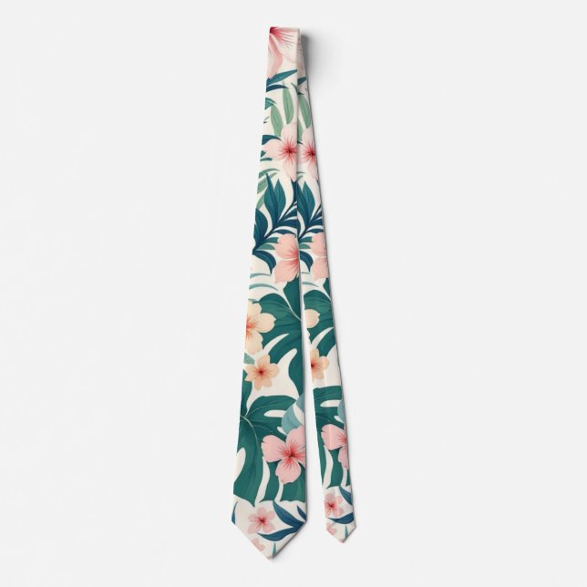 Botanical Breeze – Tropical Floral Pattern Neck Ti Neck Tie (Front)