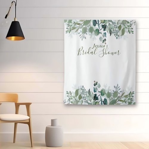 Botanical Bridal Shower Leaves Modern Greenery Tapestry