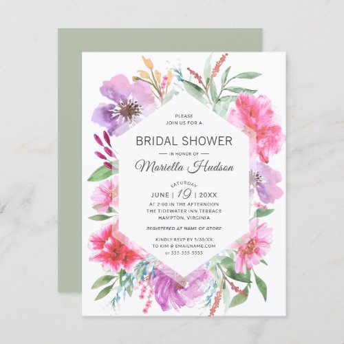 Botanical Bridal Shower Watercolor Spring Bouquet Invitation