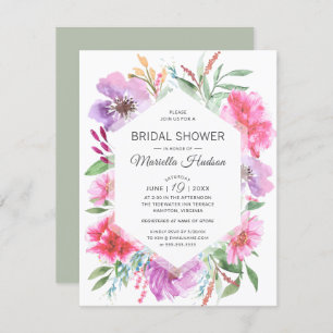 Botanical Bridal Shower Watercolor Spring Bouquet Invitation