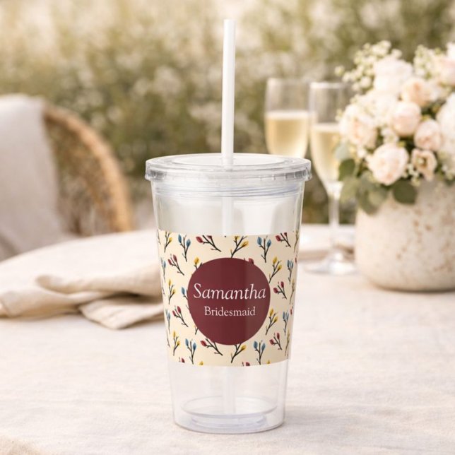 Botanical Bridesmaid Acrylic Tumbler (Creator Uploaded)