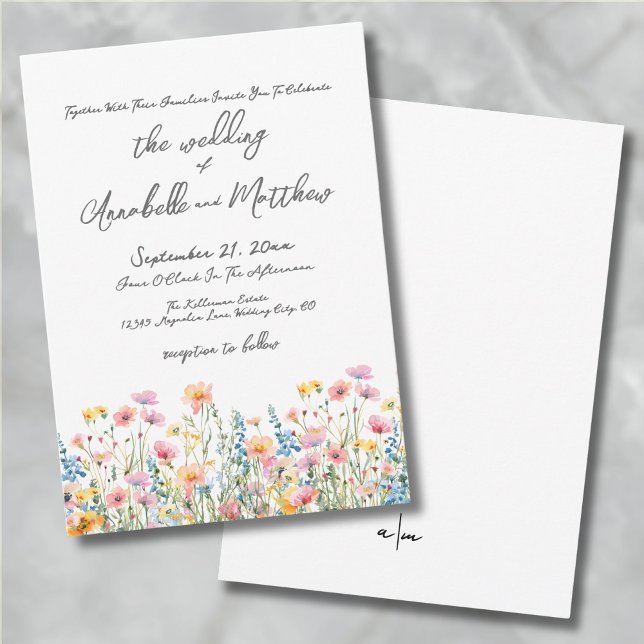 Botanical Bright Colorful Wildflowers Wedding Invitation (Botanical Bright Colorful Wildflowers Wedding Invitation)