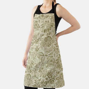Botanical Brocade Toile Floral Green Sage Pattern Apron