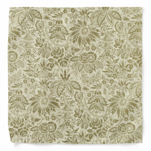 Botanical Brocade Toile Floral Green Sage Pattern Bandana