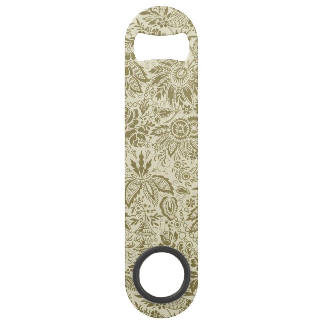 Botanical Brocade Toile Floral Green Sage Pattern Bar Key (Front)