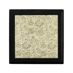 Botanical Brocade Toile Floral Green Sage Pattern Gift Box
