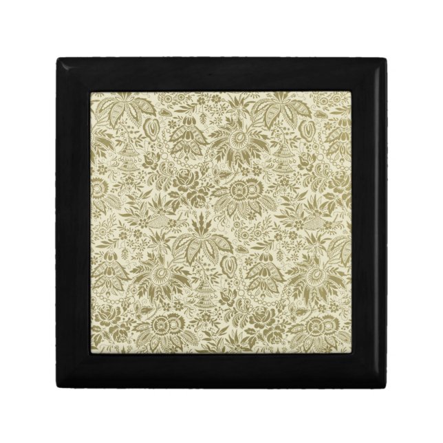Botanical Brocade Toile Floral Green Sage Pattern Gift Box (Front)