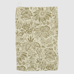 Botanical Brocade Toile Floral Green Sage Pattern Golf Towel