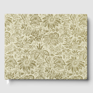 Botanical Brocade Toile Floral Green Sage Pattern Guest Book