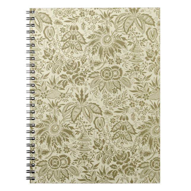 Botanical Brocade Toile Floral Green Sage Pattern Notebook (Front)