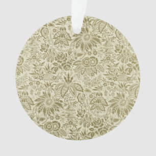 Botanical Brocade Toile Floral Green Sage Pattern Ornament