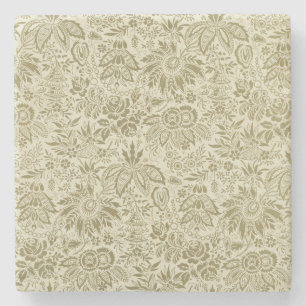 Botanical Brocade Toile Floral Green Sage Pattern Stone Coaster