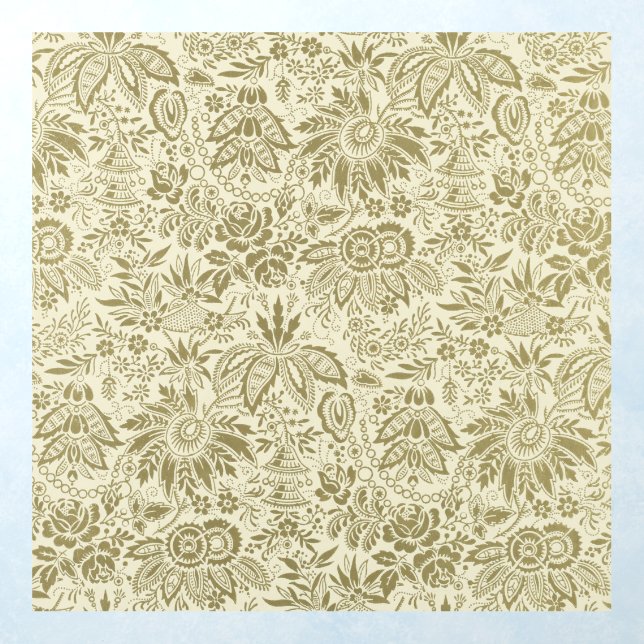 Botanical Brocade Toile Floral Green Sage Pattern Wall Decal (Insitu 1)