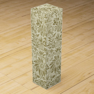 Botanical Brocade Toile Floral Green Sage Pattern Wine Box