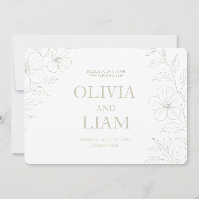 BOTANICAL BUDGET WEDDING INVITATION (Front)