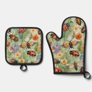 Botanical Bug Symphony Oven Mitt & Pot Holder Set