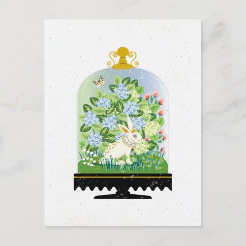 Botanical Bunny Rabbit Cloche 1  Postcard