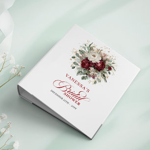 Botanical Burgundy Floral Bridal Shower Memory   3 Ring Binder