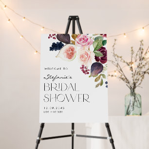Botanical Burgundy Flowers and Figs Bridal Shower Foam Board