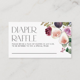 Botanical Burgundy Flowers and Figs Diaper Raffle Enclosure Card