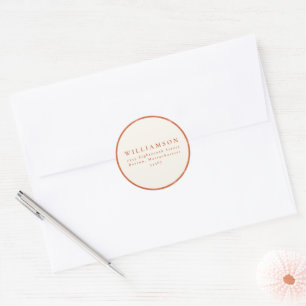 Botanical Burnt Orange Wedding Return Address Classic Round Sticker