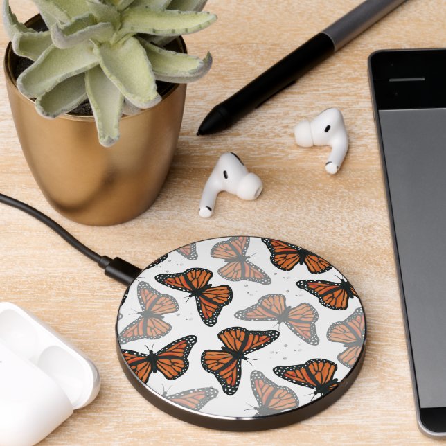 Botanical Butterflies Nature Simple Minimalist  Wireless Charger (Desk 2)
