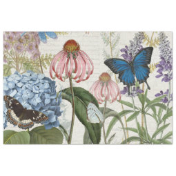 Botanical Butterfly Blue Garden Floral Decoupage Tissue Paper | Zazzle