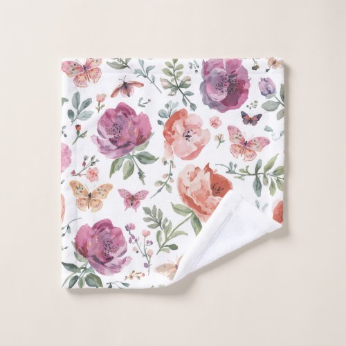 Botanical Butterfly Garden Watercolor Floral Wash Cloth