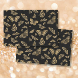 Botanical Butterfly Gold Glitter Pattern Decoupage Tissue Paper