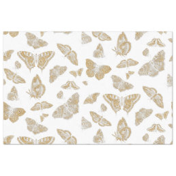Botanical Butterfly Gold n White Pattern Decoupage Tissue Paper