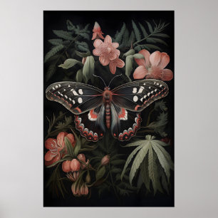 Botanical Butterfly Print, Dark Academia Moth Poster