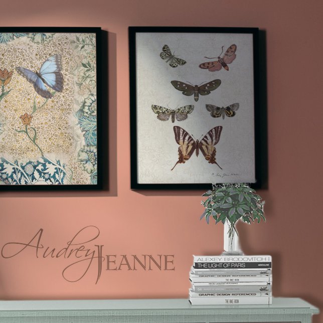 Botanical Butterfly Vintage Peach Moths Decoupage Tissue Paper (Creator Uploaded)