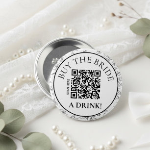 Botanical Buy the Bride a Drink QR Bachelorette Button