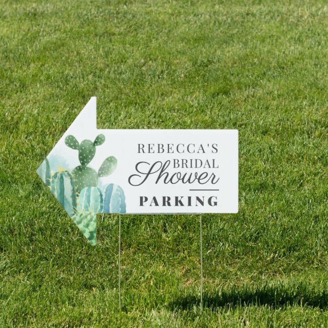 Botanical Cacti Script Bridal Shower Parking Sign (Insitu)