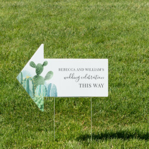 Botanical Cacti Script Wedding Venue Arrow Sign