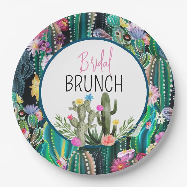 Botanical Cactus+Florals I Plate (Front)