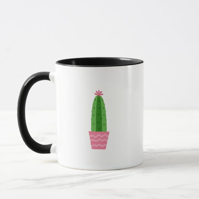 Botanical Cactus in Pink Pot Mug (Left)