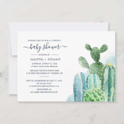 Botanical Cactus Plants Couples Baby Shower  Invitation