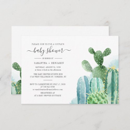 Botanical Cactus Plants Couples Baby Shower Invitation