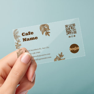 Botanical Cafe Business Card Clear QR Code Cards