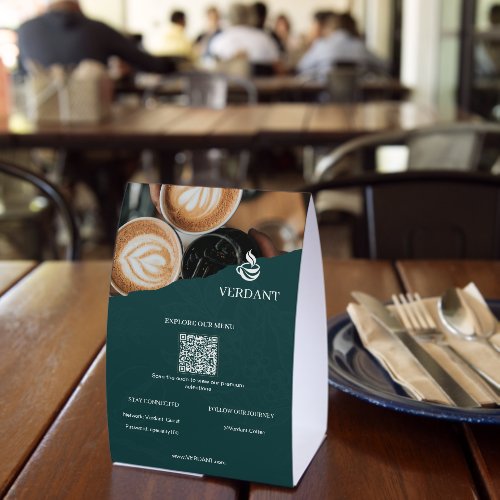 Botanical Cafe Digital Menu And Wifi Table Display Paper Table Tent