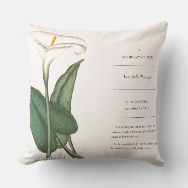 Botanical Calla Lily Flower Floral Throw Pillow (Front)