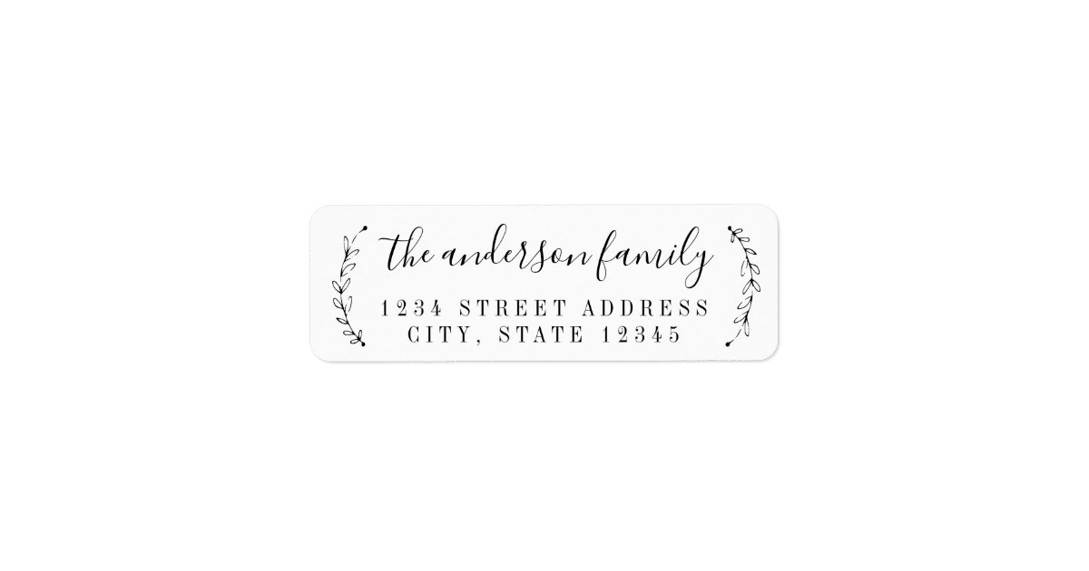 Botanical Calligraphy Family Name Return Address Label | Zazzle.com