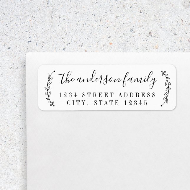 Botanical Calligraphy Family Name Return Address Label (Creator Uploaded)