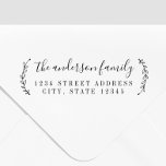 Botanical Calligraphy Family Name Return Address Self-inking Stamp<br><div class="desc">Custom-designed self-inking return address stamp featuring personalized family name in modern hand calligraphy with elegant botanical wreath elements.</div>