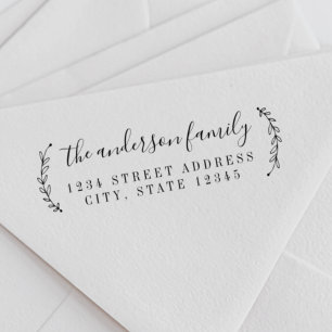 Botanical Calligraphy Family Name Return Address Self-inking Stamp