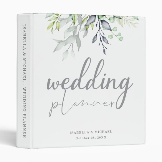 Botanical Calligraphy Wedding Planner 3 Ring Binder