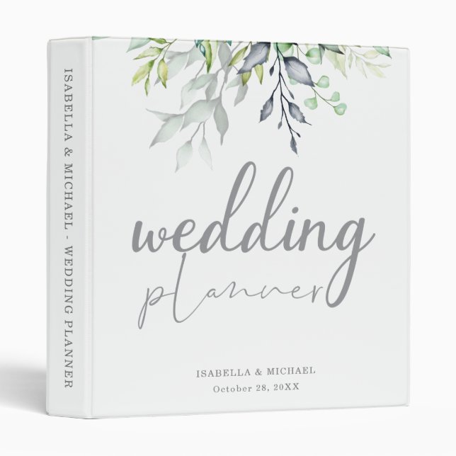 Botanical Calligraphy Wedding Planner 3 Ring Binder (Front/Spine)
